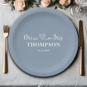 Assiettes En Carton M. et Mme Elegant Simple   Dusty Blue