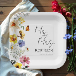 Assiettes En Carton M. et Mme. | Fleur sauvage coloré Boho Mariage