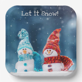 Assiettes En Carton M. & Mme Snowman Plaques de papier personnalisées