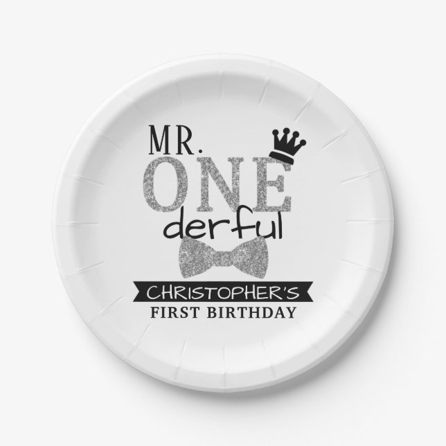 Assiettes En Carton M. ONEderful 1er anniversaire (Devant)