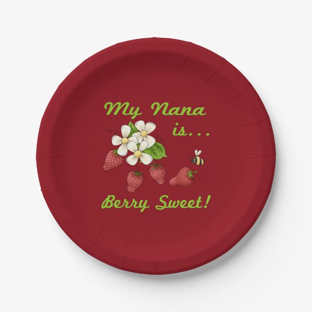 Assiettes En Carton Ma Nana est bonbon à baie (Devant)