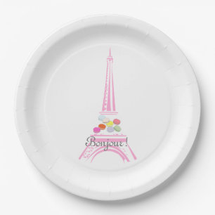 Assiettes En Carton Macaron français de Paris Tour Eiffel