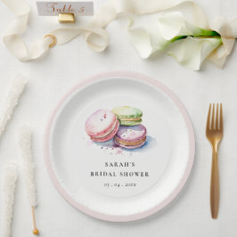 Assiettes En Carton Macarons français à l'aquarelle Pâtisserie Enterre
