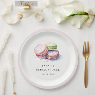 Assiettes En Carton Macarons français à l'aquarelle Pâtisserie Enterre