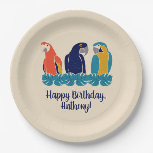 Assiettes En Carton Macaws Illustrations Tropical Theme Party