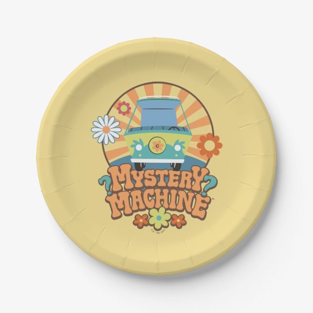 Assiettes En Carton Machine de mystère Van Floral Graphisme (Devant)