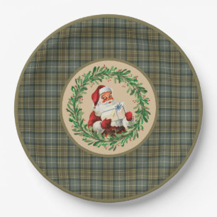 Assiettes En Carton MacKellar Clan Tartan et Père Noël Wreath