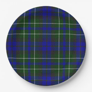 Assiettes En Carton Macneil de Colonsay tartan bleu vert plaid