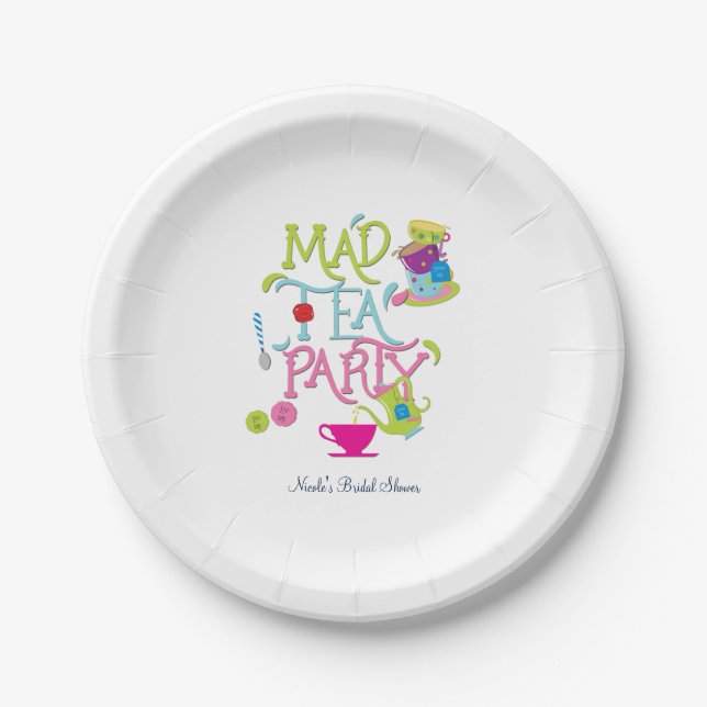 Assiettes En Carton Mad Tea Party Wonderland Plaques d'anniversaire (Devant)