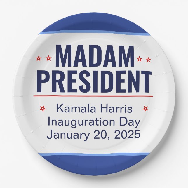 Assiettes En Carton Madame la Présidente Kamala Harris Inauguration (Devant)