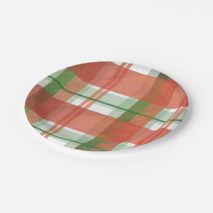 Assiettes En Carton Madras Plaid Noël