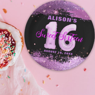 Assiettes En Carton Magenta Modern Glam Sweet sixteen anniversaire