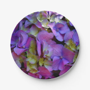 Assiettes En Carton Magenta Purple bleu jaune Hydrangeas fleurs