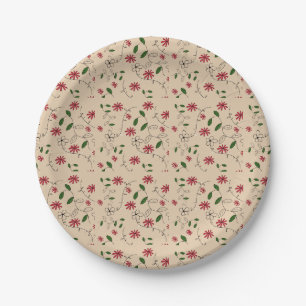 Assiettes En Carton Magic Garden Flower Motif