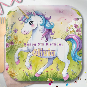 Assiettes En Carton Magic Pastel Custom Unicorn Anniversaire