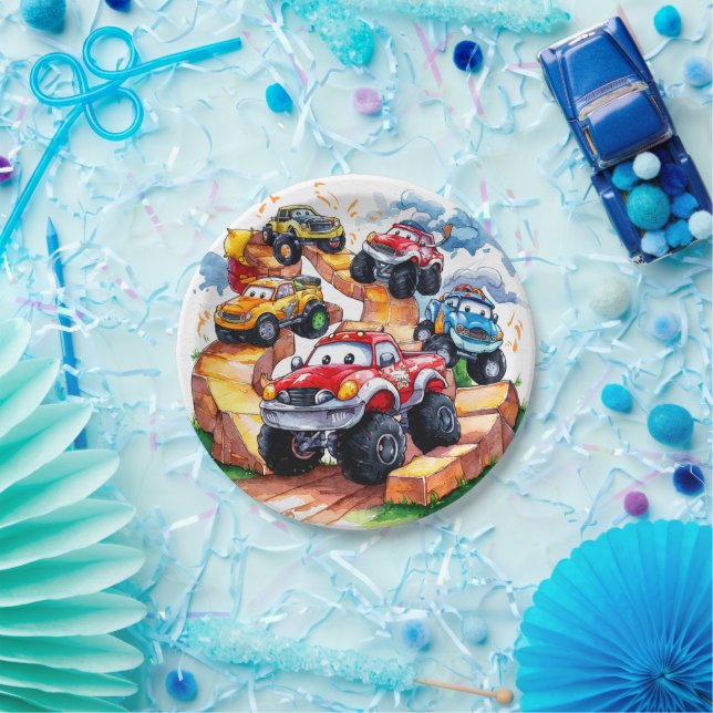 Assiettes En Carton Magic Road Monster Truck Anniversaire (Fête)