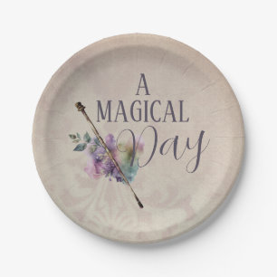 Assiettes En Carton Magic Wand Girl Wizard Anniversaire