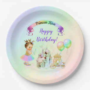 Assiettes En Carton Magical Rainbow Princess Castle Carriage