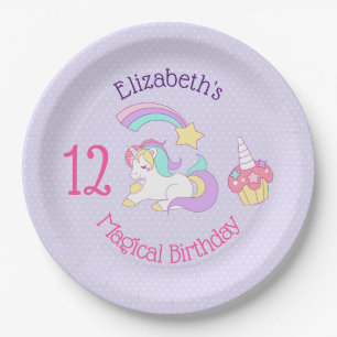 Assiettes En Carton Magique Anniversaire Unicorn Tir Star & Cupcake
