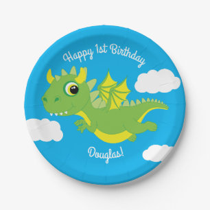 Assiettes En Carton Magique Dragon Cute 1ère Plaques d'anniversaire