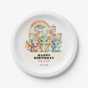 Assiettes En Carton Magique Rainbow Castle Cute Baby Dragons Anniversa