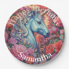 Assiettes En Carton Magique Unicorn Joyeux anniversaire