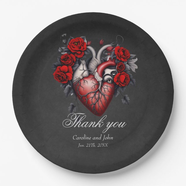 Assiettes En Carton Magnifique coeur victorien gothique (Devant)