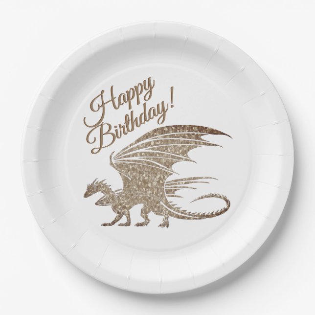 Assiettes En Carton Magnifique Mosaic Dragon Plaques de papier d'anniv (Devant)