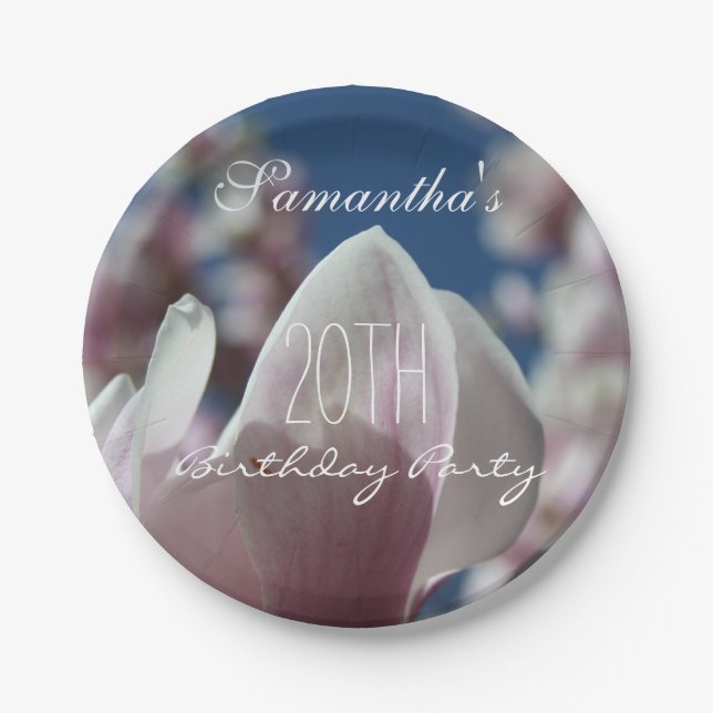 Assiettes En Carton Magnolia Printemps 20e Anniversaire Plaque Papier  (Devant)