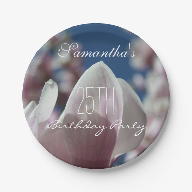 Assiettes En Carton Magnolia Printemps 25e Anniversaire Plaque Papier  (Devant)