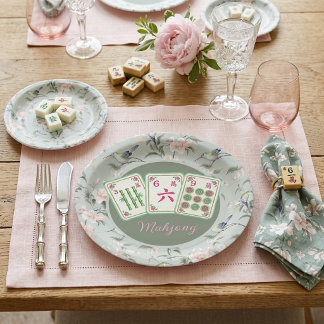 Assiettes En Carton Mahjong Américain en vert