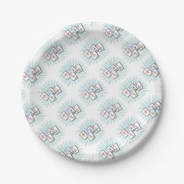 Assiettes En Carton Mahjong Tiles bleu