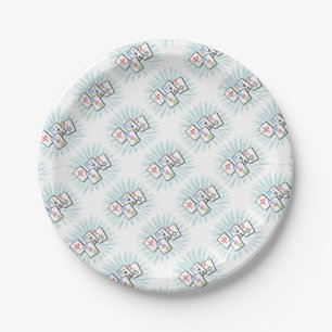 Assiettes En Carton Mahjong Tiles bleu