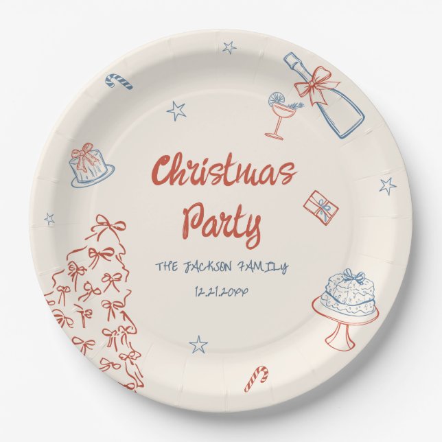 Assiettes En Carton Main Whimsical Tirée Oh Quelle Fun Noël (Devant)