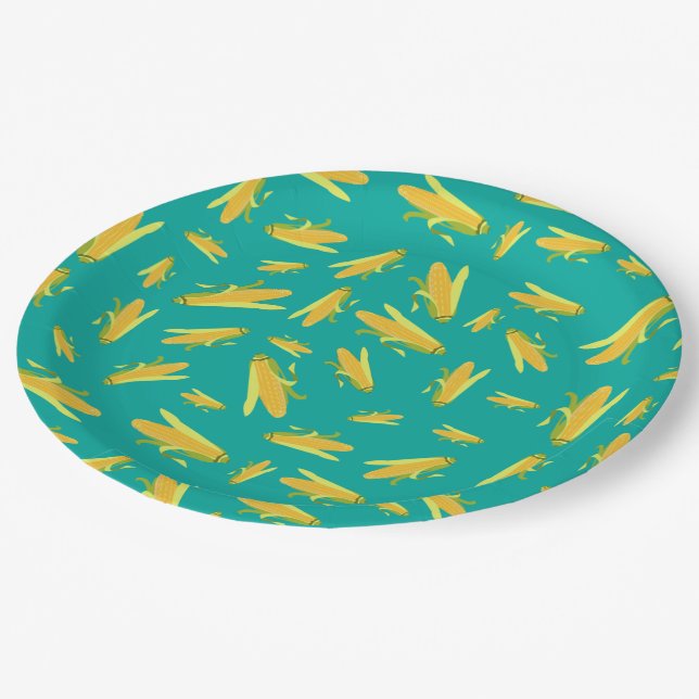 Assiettes En Carton Maïs Sur Le Motif Cob (Angle)