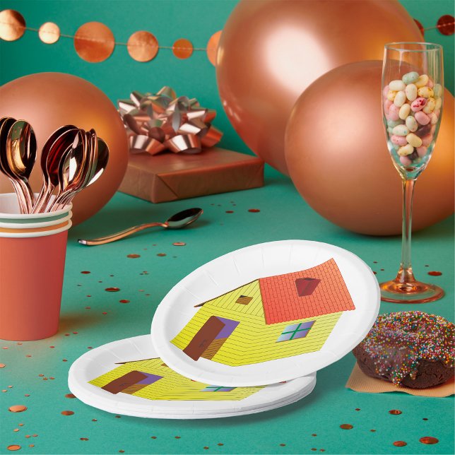 Assiettes En Carton Maison à granges jaunes (Créateur téléchargé)