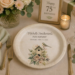Assiettes En Carton Maison d'oiseau Botanique Nature 75e Anniversaire