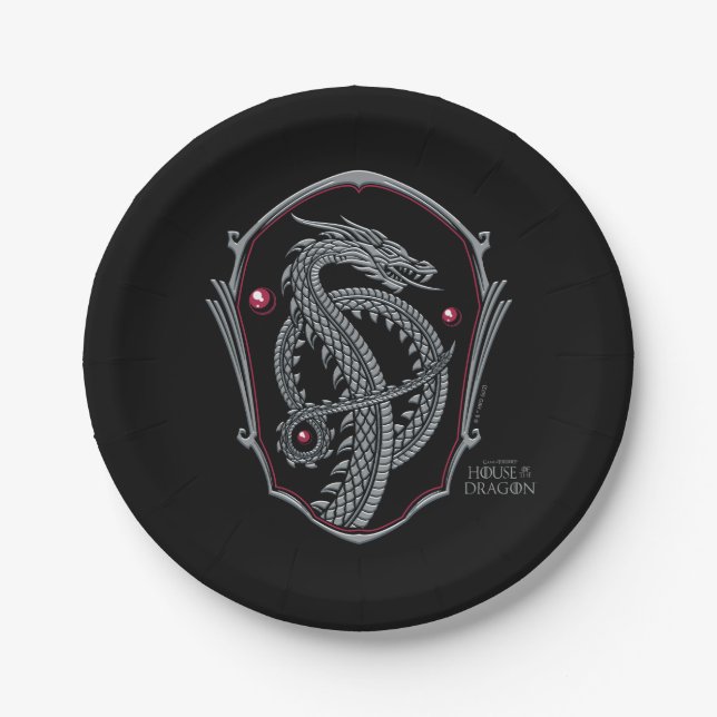 Assiettes En Carton MAISON DU DRAGON | Argent Dragon Badge Papier Pl (Devant)