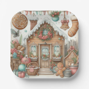 Assiettes En Carton Maison en pain d'épices Joie en pain d'épices