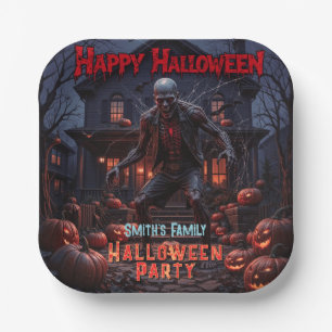 Assiettes En Carton Maison hantée du Citrouille Déplaisant Zombie d'Ha