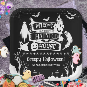 Assiettes En Carton Maison hantée effrayante Fête de Halloween en fami