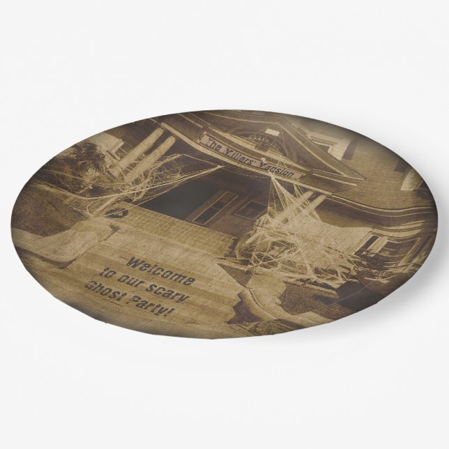 Assiettes En Carton Maison hantée (personnalisable) (Angle)