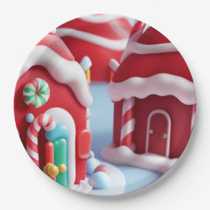 Assiettes En Carton Maison Red Candyland - Plaque en papier