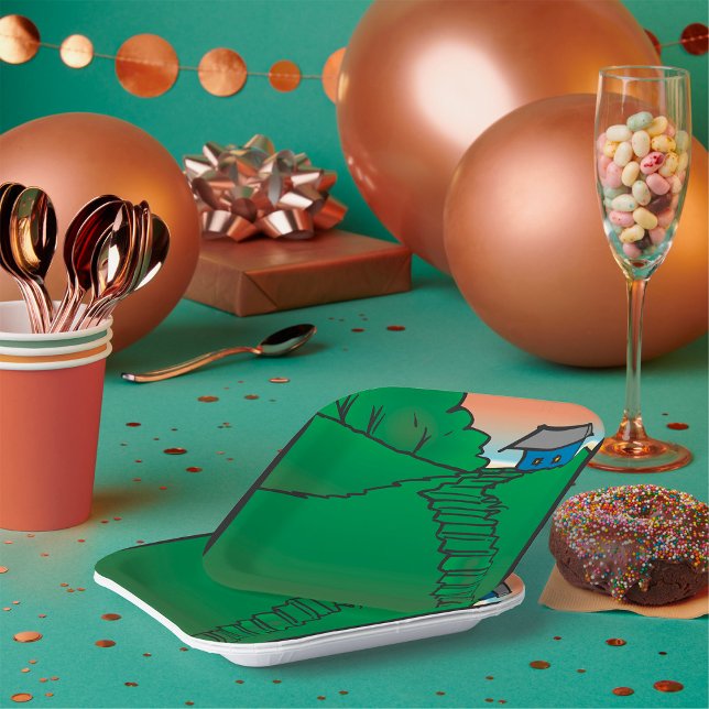 Assiettes En Carton Maison Sur Green Hill (Créateur téléchargé)