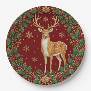 Assiettes En Carton Majesté de l'Hiver Cramoisi