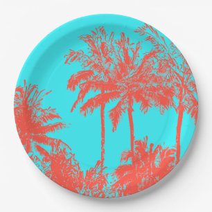 Assiettes En Carton Makena Beach Hawaiian Sketchy Palms