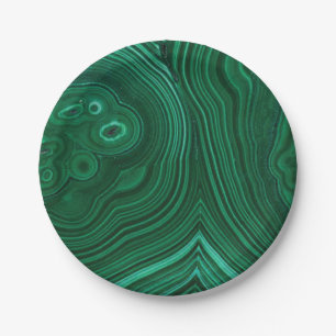 Assiettes En Carton Malachite de pierre verte