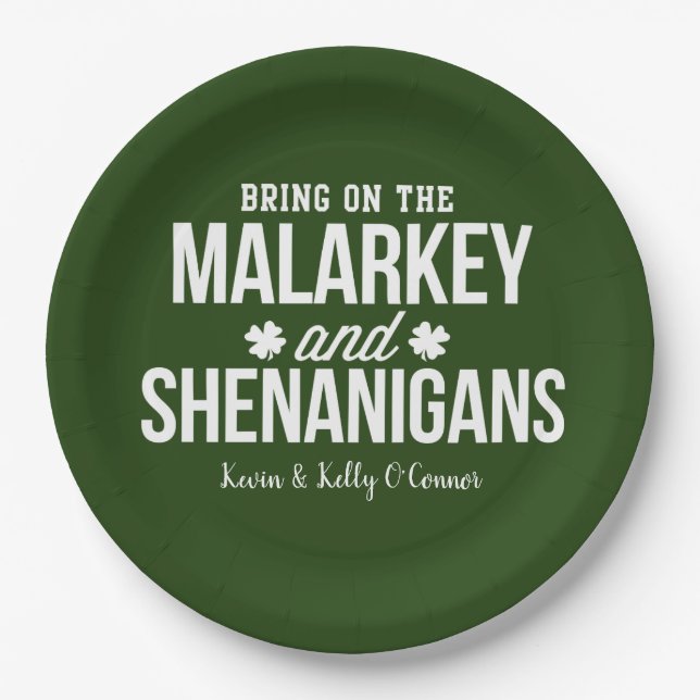 Assiettes En Carton Malarkey & Shenanigans Plaques de papier personnal (Devant)