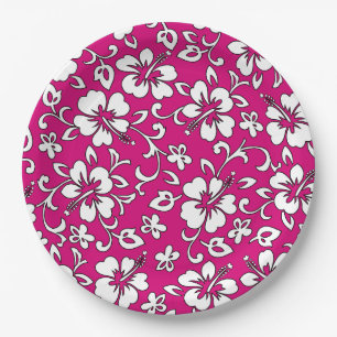 Assiettes En Carton Malia Hibiscus Hawaiian Floral