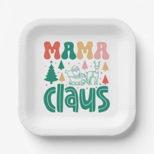 Assiettes En Carton Mama Claus Christmas Design-60097